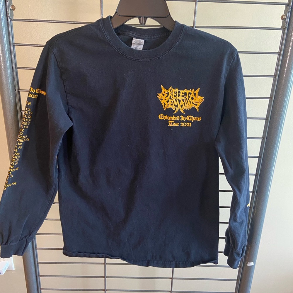 Black Graphic Long Sleeve Tee with Yellow Accent